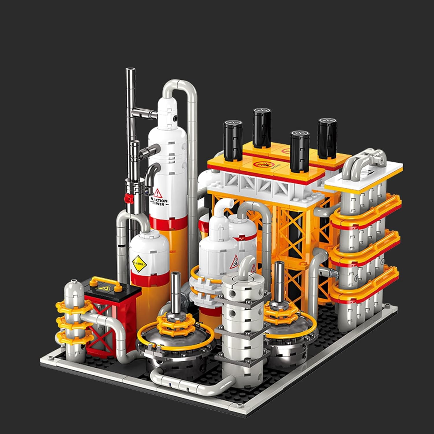City Gas Station Building JJ9222 Set, 734pcs Modular Chemical Plant Bricks Kit with Storage Tank & Lab, Compatible with Lego City, MOC Display Model for Adults & Kids Age 6+