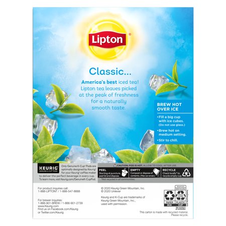 LIPTON ICED TEA UNSWEETENED K-CUPS, TEA PODS, 24 CT