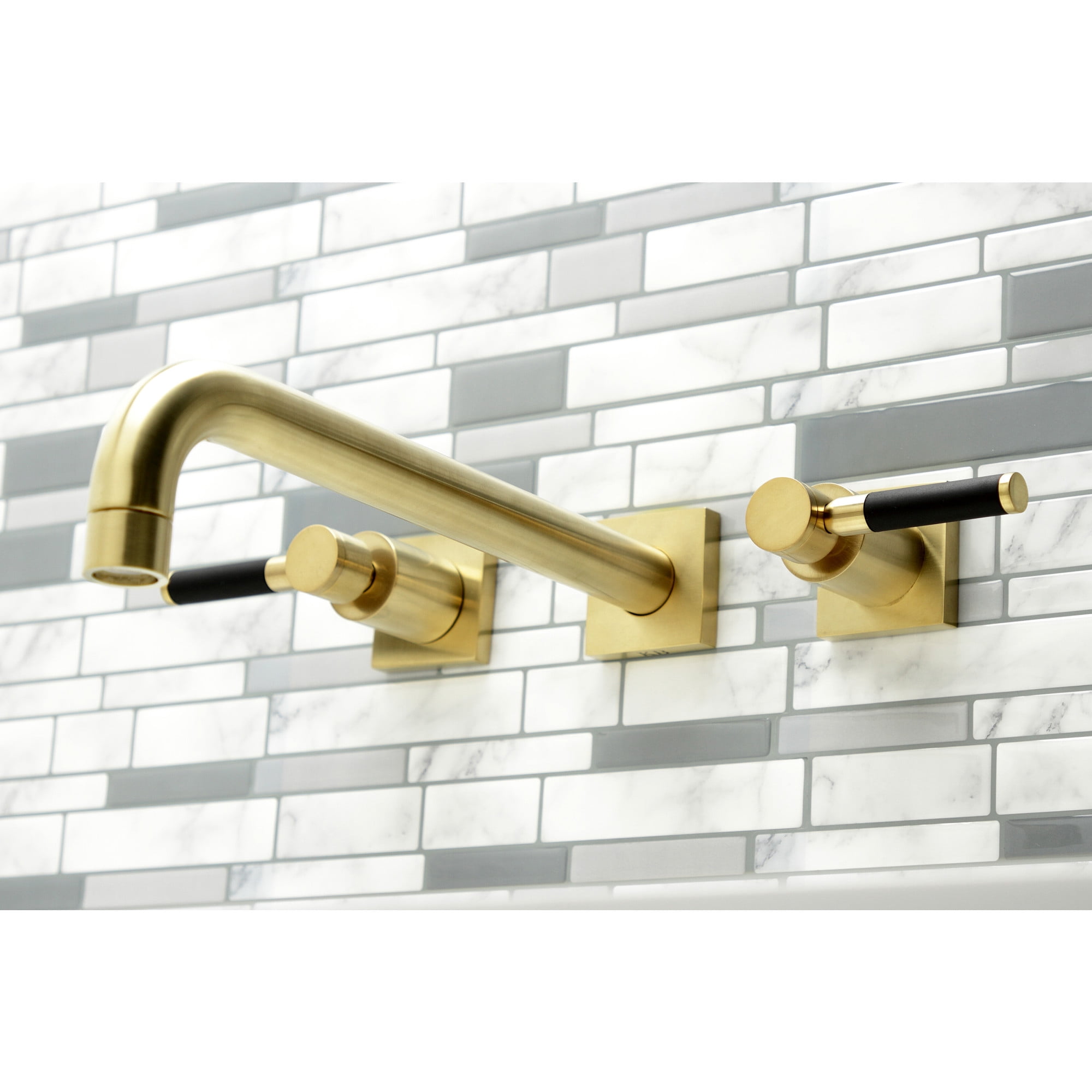 Kingston Brass KS6057DKL Kaiser Two-Handle Wall Mount Roman Tub Faucet, Brushed Brass