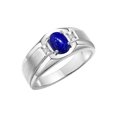 thumbnail image 3 of RYLOS Men's Rings Sterling Silver Classic 7X5MM Oval Gemstone & Diamond Ring Lapis Lazuli September Birthstone Rings For Men, Silver Rings, Size 12, 3 of 7