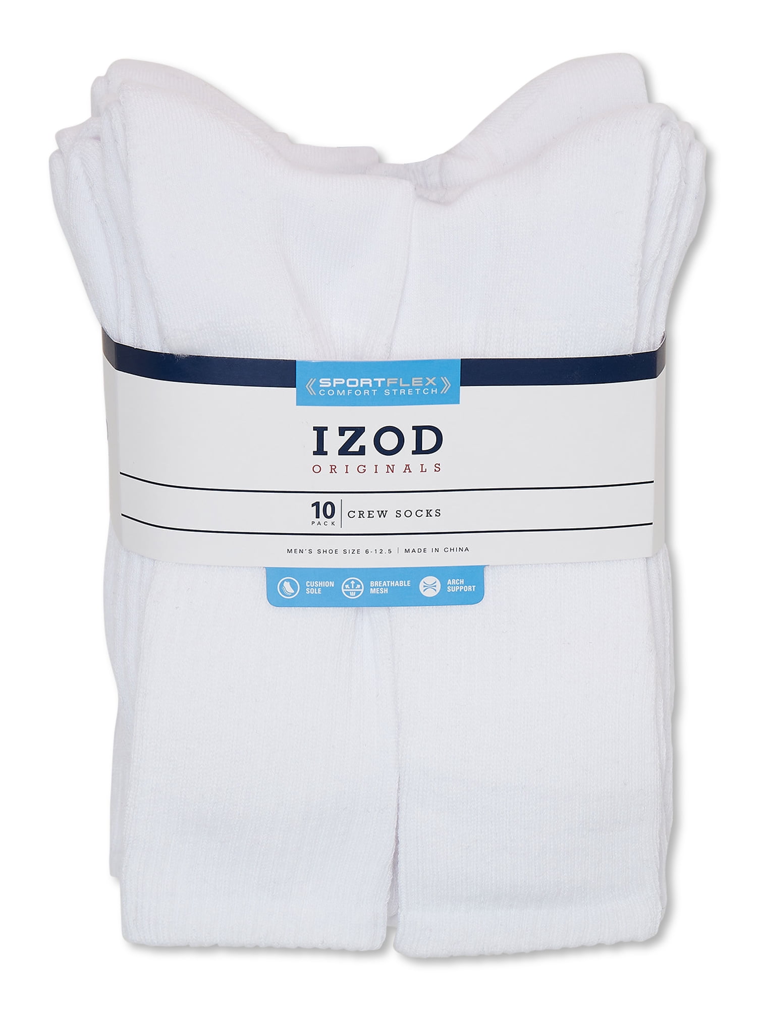 IZOD Originals Men's Athletic Terry Crew Socks, 10-Pack