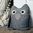 thumbnail image 4 of Baby Barn Owl Door Stopper, Rustic Herringbone Fabric with Gray and Black Details, Applique Eyes, Rustic Woven, Polyester, Sand Filling, Weighted Prop, 8 3/4 Inches Tall, 2.3 Pounds, 4 of 5