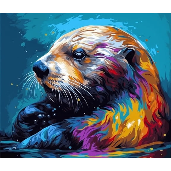 Paint by Numbers for Adults - Colorful Otter (2) - Acrylic Easy Paint by Numbers for Adults Beginner DIY Painting by Numbers for Gift Home Wall Decor 16”W x 20”L-