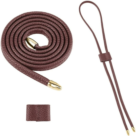 Detachable PU Leather bag Strap Drawstring Bunches Pocket Accessories Coconut Brown 7x4mm 101cm/strand
