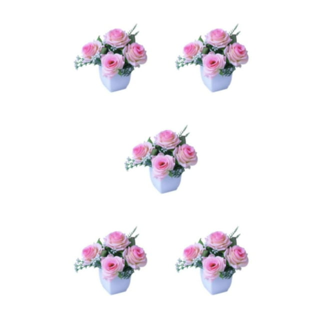 Baohd 1/2/3/5 Realistic Artificial Plant For Party Decor - Low Maintenance Wide Application Exquisite Crafted Potted Plant Flower Pink 5PCS