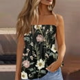 thumbnail image 2 of Womens Smocked Strapless Pleated Tube Tops Flower Print Strapless Pleated Tanks Backless Bandeau Tunic Tops Sleeveless Shirts, 2 of 7