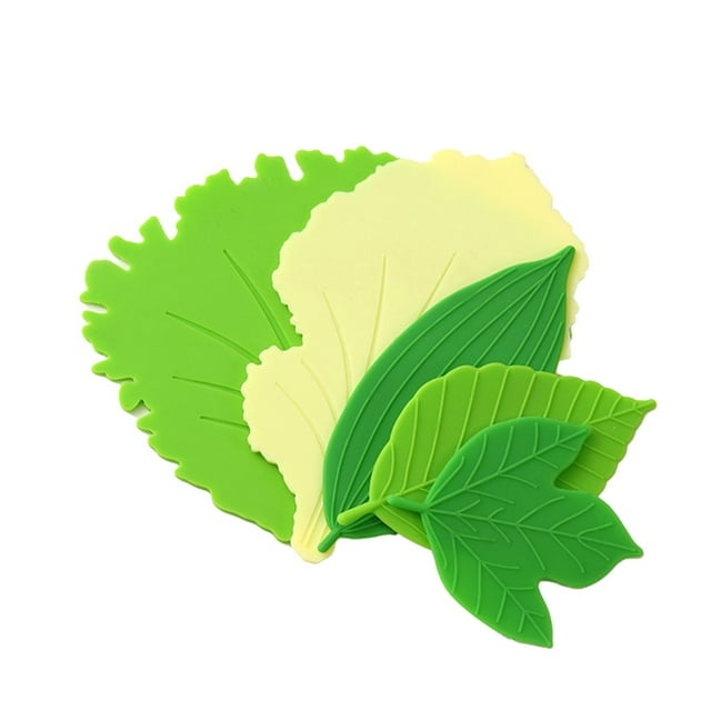 5 Pcs Blocs Séparateurs de Repas en Forme de Feuille Verte Qualité Alimentaire Résistants à la Chaleur Antidérapants Réutilisables en Silicone Résistant à l'Huile Outils de Sushi Accessoires de Cuisine