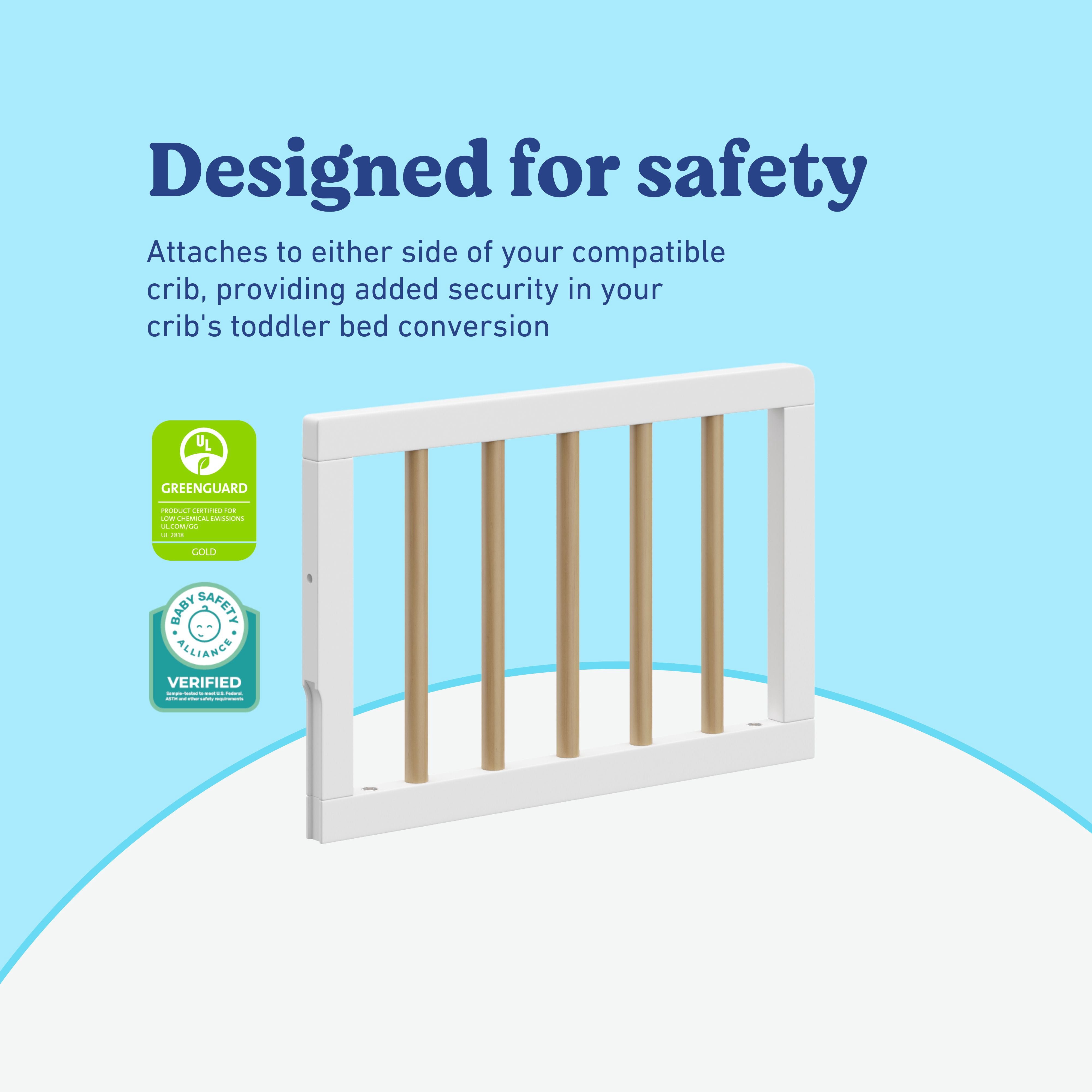 Graco Toddler Safety Guardrail (Dowels), White with Driftwood