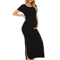 thumbnail image 3 of Vedolay Maternity Dress Maternity Knee Length Wrap Dress,Black S, 3 of 5