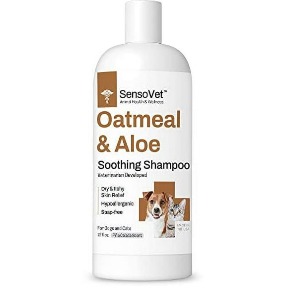 Oatmeal & Aloe Shampoo for Dogs and Cats, Moisturizing Formula for Dry Itchy Skin, Rashes and Allergies, Hypoallergenic for Sensitive Skin (Soap Free)