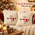 thumbnail image 5 of LOMYOLO Christmas Throw Pillow Covers 20x20IN Set of 2, Soft Faux Fur Holiday Decorative Pillow Covers for Couch Sofa Bed 3D Embroidered Couch Cover Home Decor Pillow Covers - Cute Snowman, 5 of 8