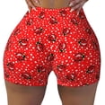 thumbnail image 2 of Daiia Red Ladybugs On White Dotted Pattern Women's Workout Shorts Biker Shorts - High Waisted Workout Spandex Tummy Control Gym Running Yoga Shorts-X-Large, 2 of 8