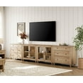 thumbnail image 3 of TV Stand for TVs up to 105 Inches, Wooden TV Console Table for 65-90 Inch TVs, Entertainment Center with Glass Door & Drawer, Oak Kitchen Sideboard Buffet Cabinet for Dining Room, 3 of 6