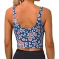thumbnail image 3 of Haiem Rose Flowers Pattern Womens Sports Bra - U Neck Padded Low Impact Yoga Bra Workout Crop Top Gym Moisture-Wicking Workout Vest -, 3 of 9