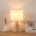 thumbnail image 2 of Lámpara de mesita de noche pequeña - Lámpara de mesita de noche con trípode de madera para dormitorio, sala de estar, oficina, hogar con pantalla de lino de tela, 2 of 4