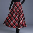 thumbnail image 4 of KHONTS Women's Plaid Wool Skirts Elastic Waist A-Line Pleated Tartan Long Skirts Red XL, 4 of 9
