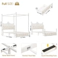 thumbnail image 4 of Hiphuta Full Size Crown Canopy Bed with Power Outlet & LED, Upholstered Princess Beds with 4 Removable Posts, Full Bed Frames, White, 4 of 9