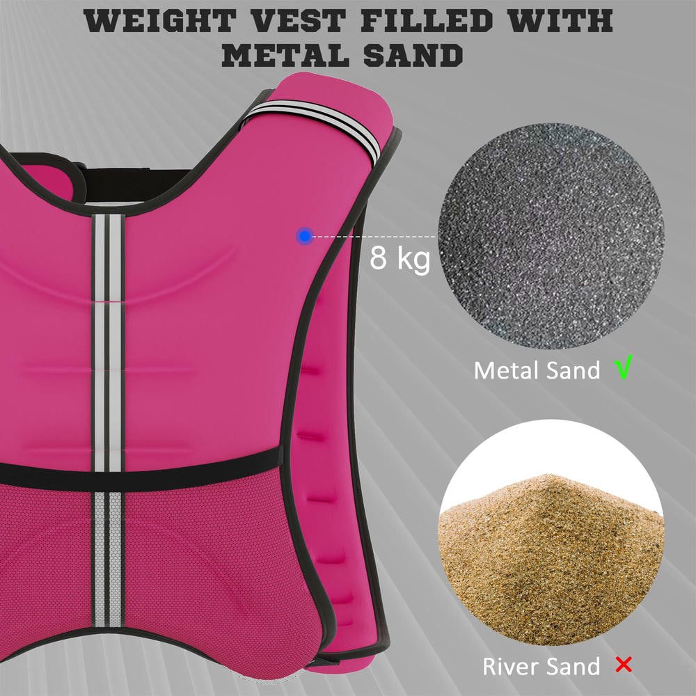 Resenkos 17.6 lbs. Body Weighted Vest with Pocket, Soft Skin-Friendly Fabric, Adjustable Running Gear, Pink