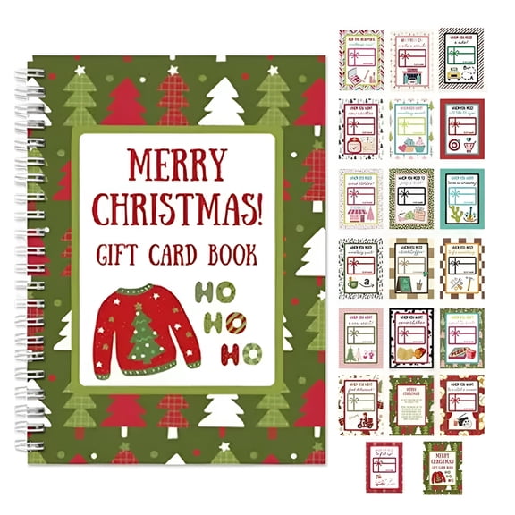 CCOCC Gift Card Book, 5x7 Color Spiral-Bound Merry Christmas Card Book, Christma Gift Cards Books Holder, DIY Personalized Xmas Gifts for Family, Friends, Students Christmas Gift Card Booklet,1PC