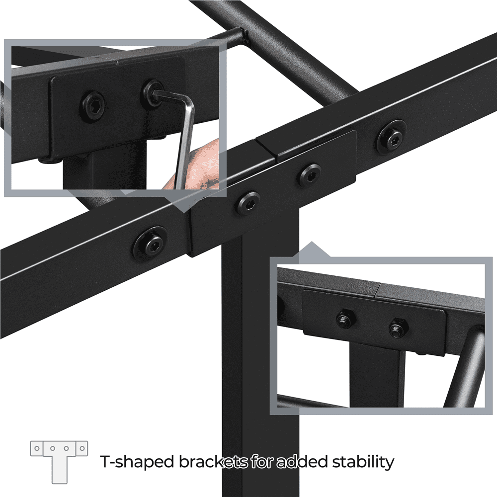 Fullfurnique Simple Metal Platform Bed Frame with Headboard and Footboard, Twin, Black