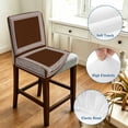 thumbnail image 4 of Dark Brown Geometric Bar Stool Cover Set of 4, White Greek Key Design Abstract Modern Art Stretch Bar Chair Cover, Removable Washable Counter Stool Chair Slipcover for Kitchen Dining Room Cafe, 4 of 9