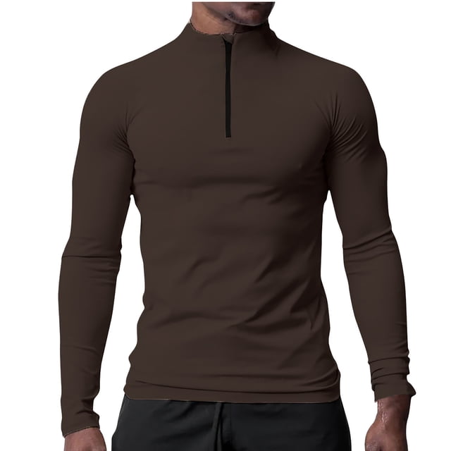 pstuiky camisas de manga larga para hombre, Protector solar de verano para hombre, transpirable, de color sólido, con cremallera, cuello alto y manga larga. camisetas de hombre m