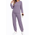 thumbnail image 4 of UVN Two Piece Sets for Women Casual Outfits Sets Textured Long Sleeve Shirts and Long Pants Lounge Set Fall Pajama Sets with Pockets, 4 of 9