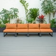 thumbnail image 4 of LeisureMod Chelsea 4-Piece Outdoor Armless Patio Sectional Black Aluminum With Orange Cushions, 4 of 7