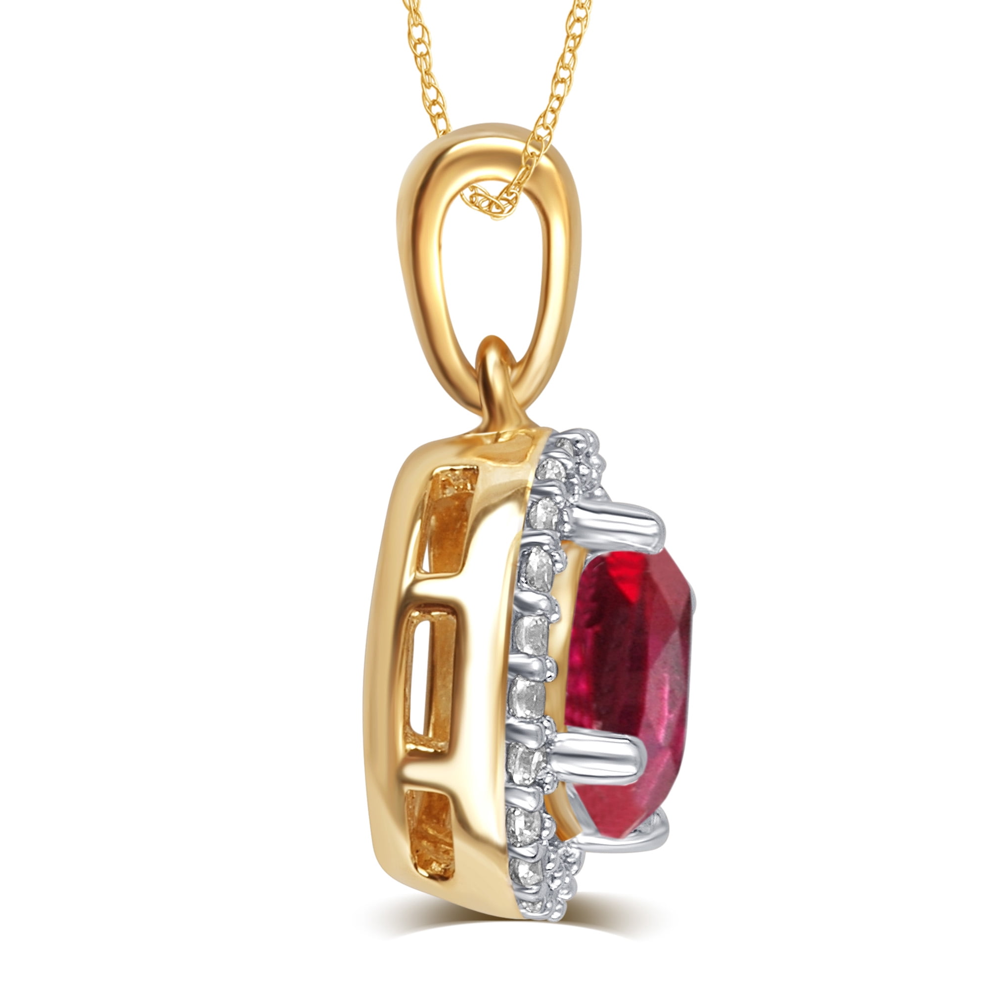 Ruby and White Sapphire Birthstone Pendant in Sterling Silver