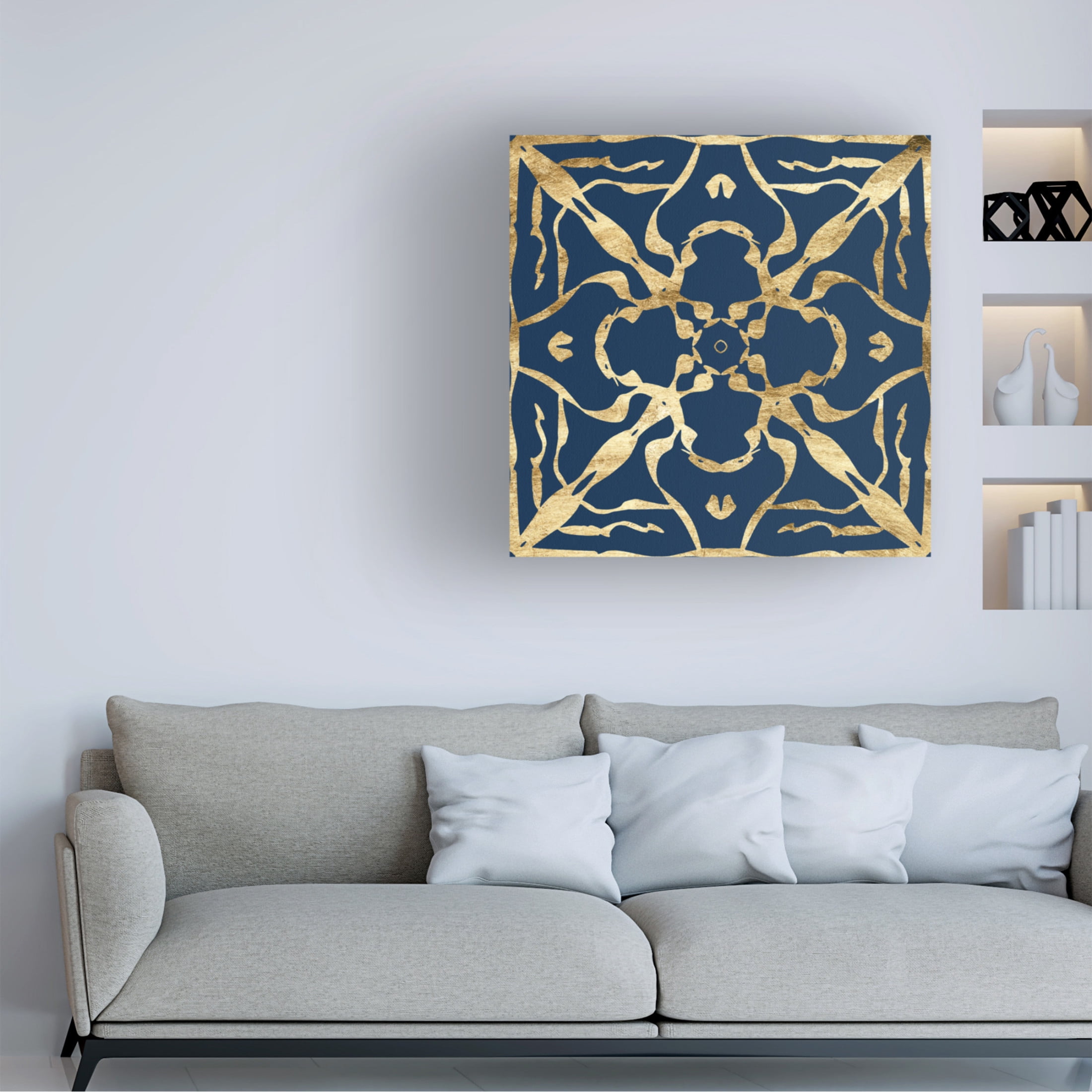 Trademark Fine Art Alonzo Saunders Motif on Blue I Canvas Wall Art
