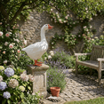 thumbnail image 3 of Goose Statue Farm Animal Sculptur - Artificial Animals Sculpture Handcrafted Free Standing for Lawn Patio Tabletop Decoration Art Crafts (White), 3 of 9