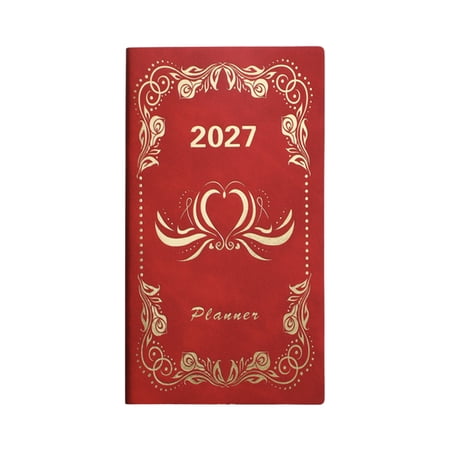 2027 Daily Planner Portable Notebook Lined Journal for Goal Setting and Daily Scheduling Students School Red