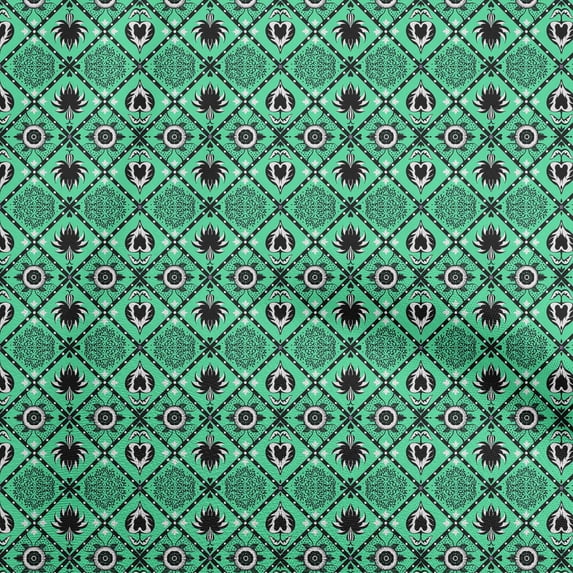 oneOoneCottonPoplinGreenFabricAsianBlockCraftProjectsDecorFabricPrintedByTheYard56InchWide