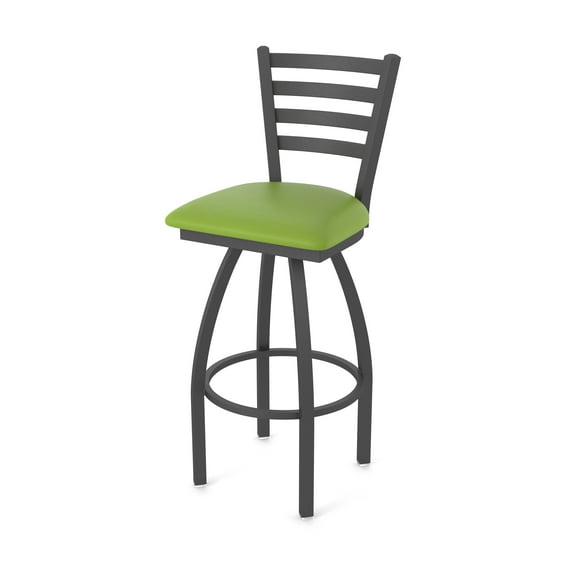 410 Jackie 25" Swivel Counter Stool with Pewter Finish and Canter Kiwi Green Seat
