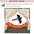 thumbnail image 5 of Outdoor Sun Bed, Patio PE Rattan Canopy Bed with Adjustable Seats and Curtains, Outdoor Chaise Lounge Daybed with 4 Sided Canopy, Patio Loveseat Sofa Set for Balcony Garden Backyard Poolside, Orange, 5 of 7