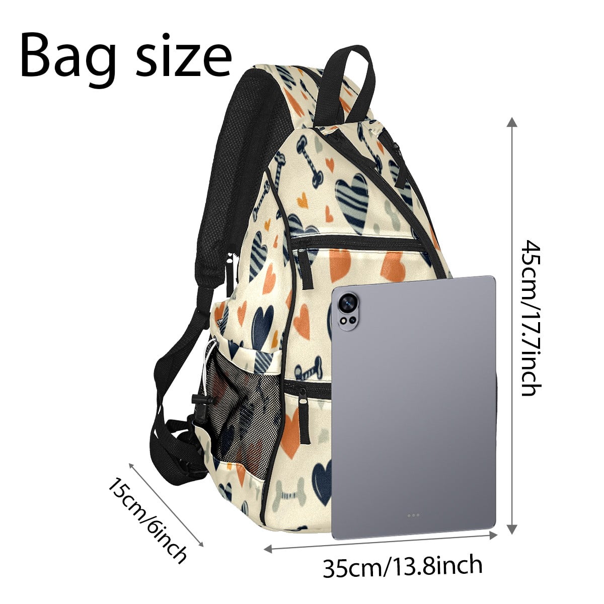 Pickleball Bags for Men Women Pickleball Backpack with Large Capacity Lightweight Adjustable Pickleball Sling Bag Hold Paddles, Balls, Accessories Heart And Bone Pattern