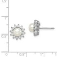 thumbnail image 2 of White Sterling Silver Earring Button Women'S Cubic Zirconia CZ Round Pearl Freshwater 11 mm, 2 of 2