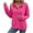 Hot Pink, variant on HAiming Womens Hoodies Casual Button V Neck Long Sleeve Pullover Solid Color Hooded Sweatshirt with Pocket