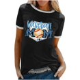 thumbnail image 1 of Camiseta holgada cómoda debajo de la cintura con cuello redondo y estampado elegante para mujer, blusa de manga corta, Tops informales OAVQHLG3B Store lin121212, 1 of 5