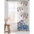 thumbnail image 3 of Sheer Curtains 96 Inches Long, Independence Day Semi Sheer Curtains Light Filtering Window Treatment, Farmhouse American Flag Truck Star Burlap Privacy Voile Drapes for Living Room 52x96 Inch, 3 of 7