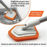 JEHONN Shower Scrubber Tub and Tile Cleaning Brush with Long Handle (Orange)