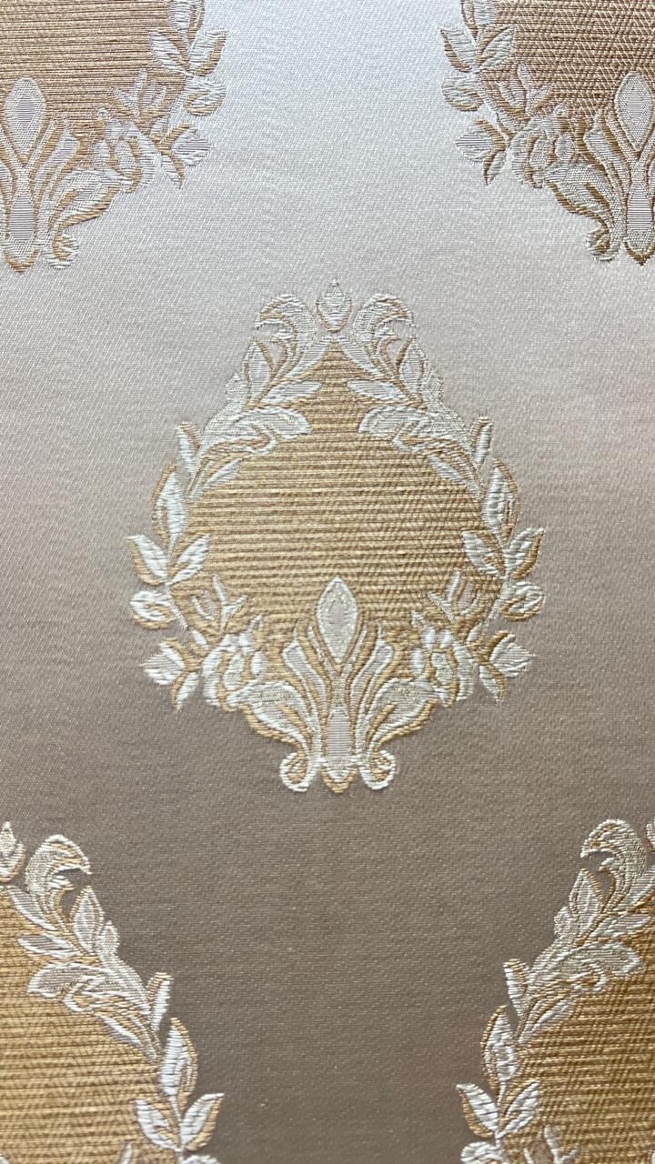 Decora Furnishings Luxurious Woven Jacquard Damask Motif Heavy Furnishing Fabric for Upholstery, Sofa, Chair, Cushion Covers, Head Board - Width 54 inches - Fabric by The Yard (Cream)