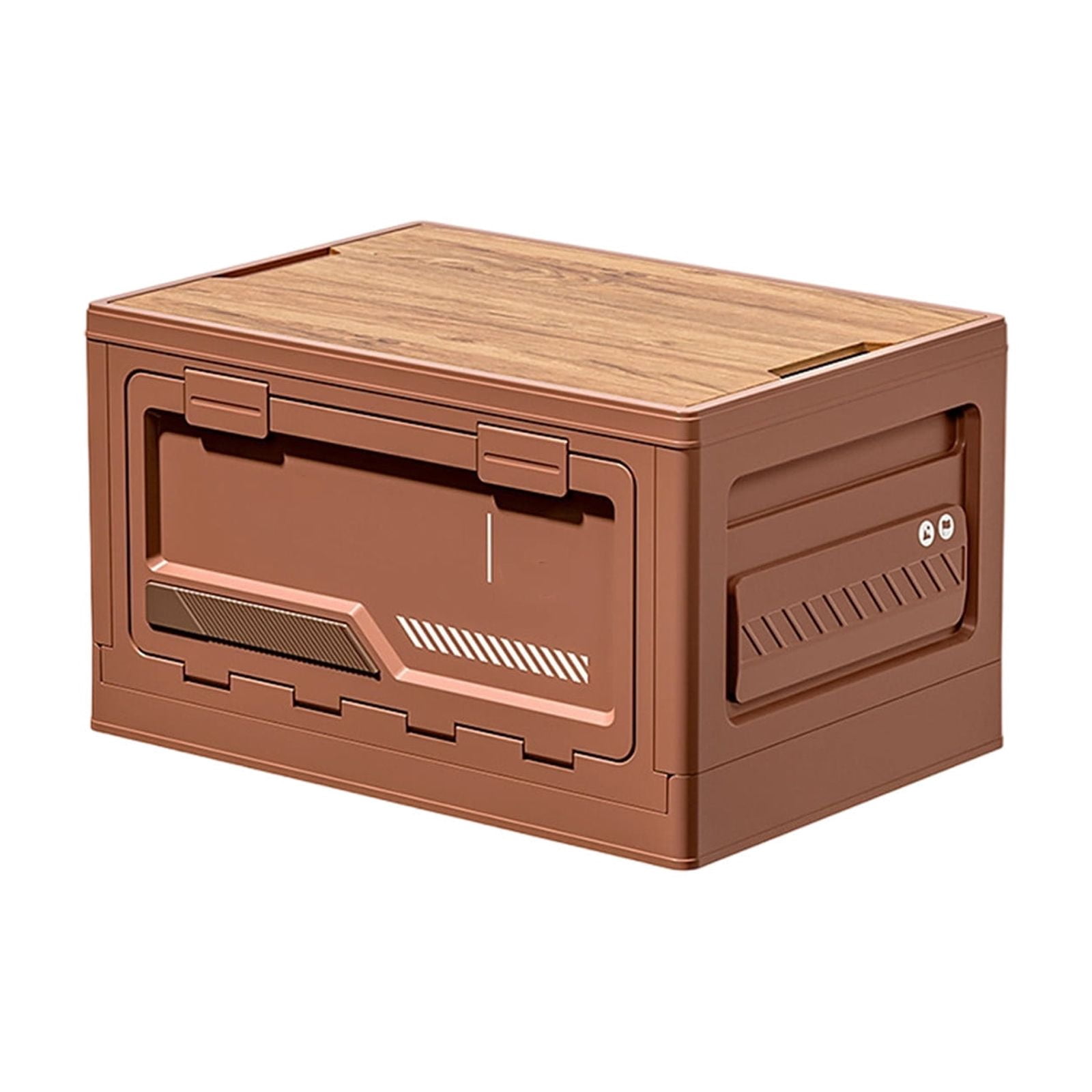 15.75x11.42x9.06 Inch Outdoor Camping Storage Box Foldable Side Door Plastic Container for Car Trunk Organization