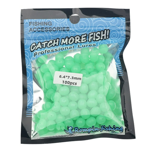 100Pcs Luminous Beads Soft Plastic Fishing Beads Round Float Balls Light Glowing