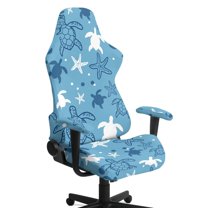 Xoenoiee Turtle Starfish Print Gaming Chair Covers Slipcovers, Office Chair Covers with Armrest Covers, 4Pc/Set Durable Stretchable Elastic Computer Chair Cover for Anti Cat Scratch