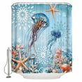 thumbnail image 2 of Shower Curtain for Bathroom Watercolor Ocean Jellyfish StarfishWaterproof Bath Curtains Shower Curtains with Hooks,Marine Life Coral SeaweedBathroom Curtain Privacy Drapes for Bathtubs Toilet 36x72in, 2 of 9