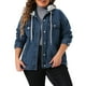 thumbnail image 1 of Chaqueta de mezclilla para mujer de tallas grandes Agnes Orinda con capucha desmontable y cordón, con bolsillos, chaquetas de mezclilla 3X azul, 1 of 6