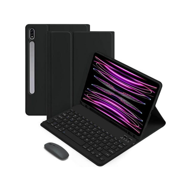 Keyboard Case with Wireless Mouse Combo for Samsung Galaxy Tab S10 Plus / S9 Plus / S9 FE Plus / S8 Plus 12.4 inch Smart Folio Cover with Magnetic Wireless Keyboard