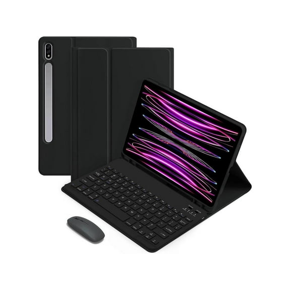 Keyboard Case with Wireless Mouse Combo for Samsung Galaxy Tab S8 2022 / Tab S7 2020 11 inch Model SM-X700/X706/T870/T875/T876, Smart Folio Cover with Magnetic Detachable Wireless Keyboard and Mice