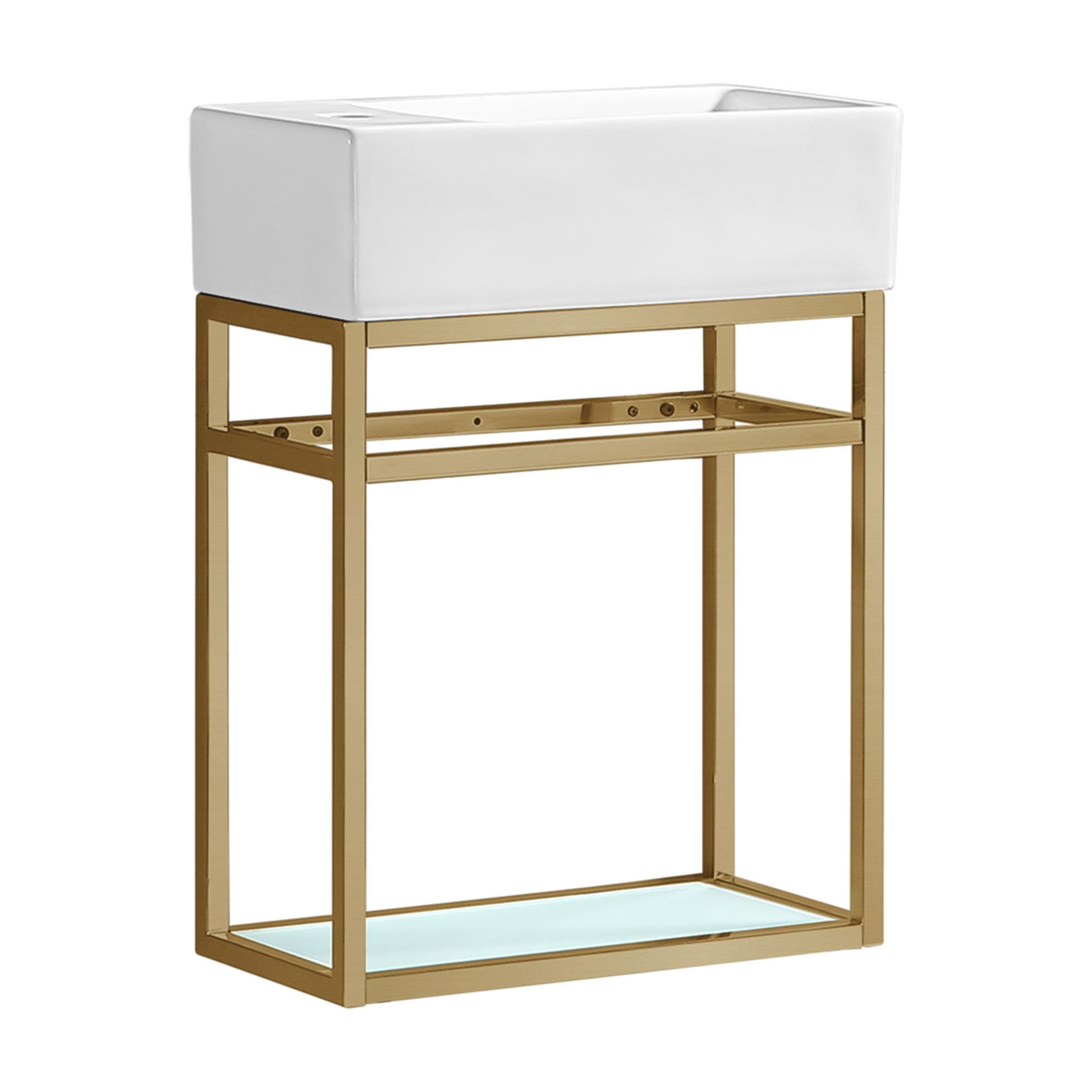 Pierre 19.5 Single, Open Shelf, Gold Metal Frame Bathroom Vanity
